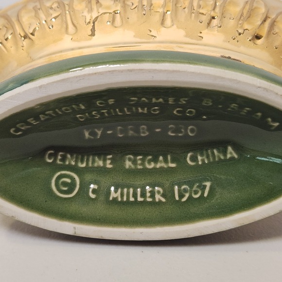 VTG 1967 Jim Beam Whiskey Decanter The Executive Series‎ Weeping Gold Green - Picture 5 of 11